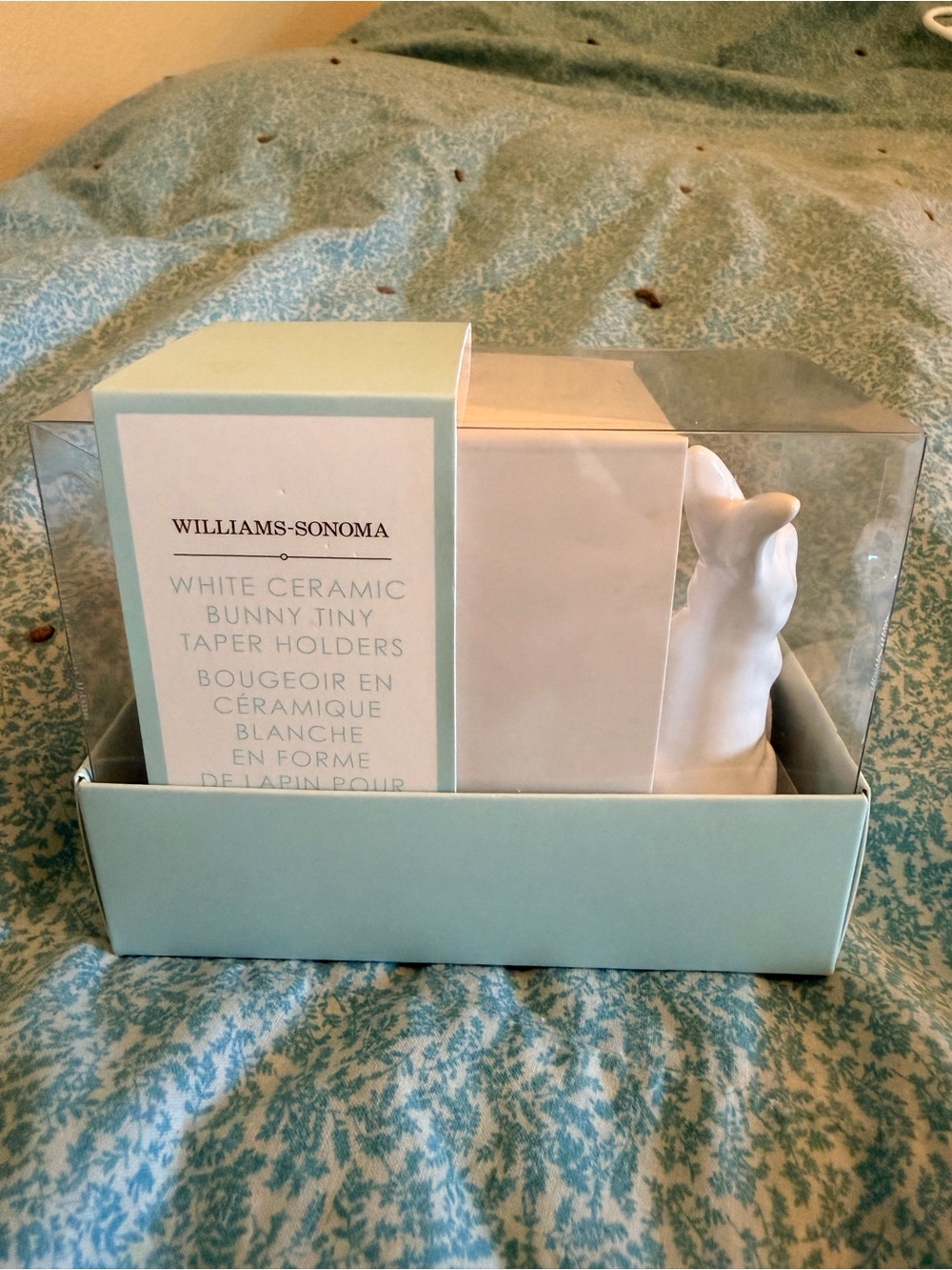 Williams Sonoma White Ceramic Bunny Taper Holder - White NEW IN BOX